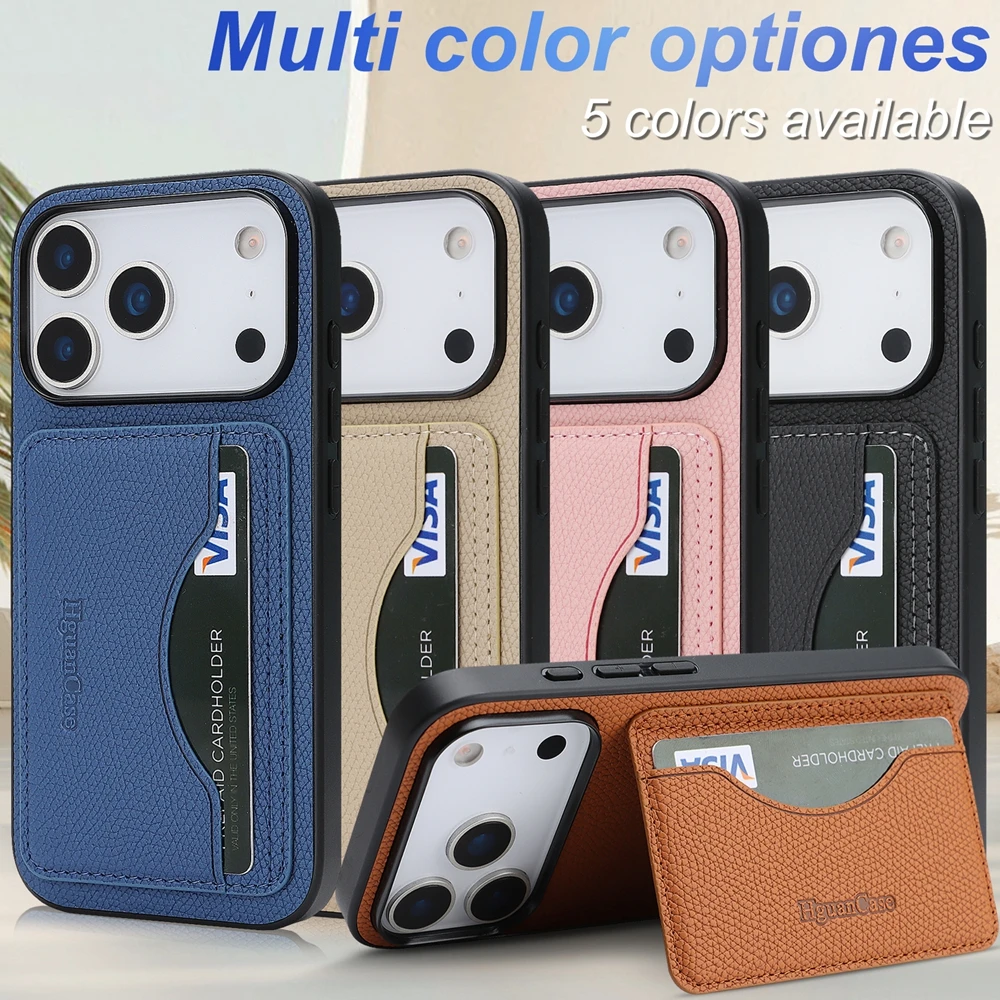 Leather Wallet Card Holder Phone Cover - Кожаный чехол-кошелек с подставкой и отделениями