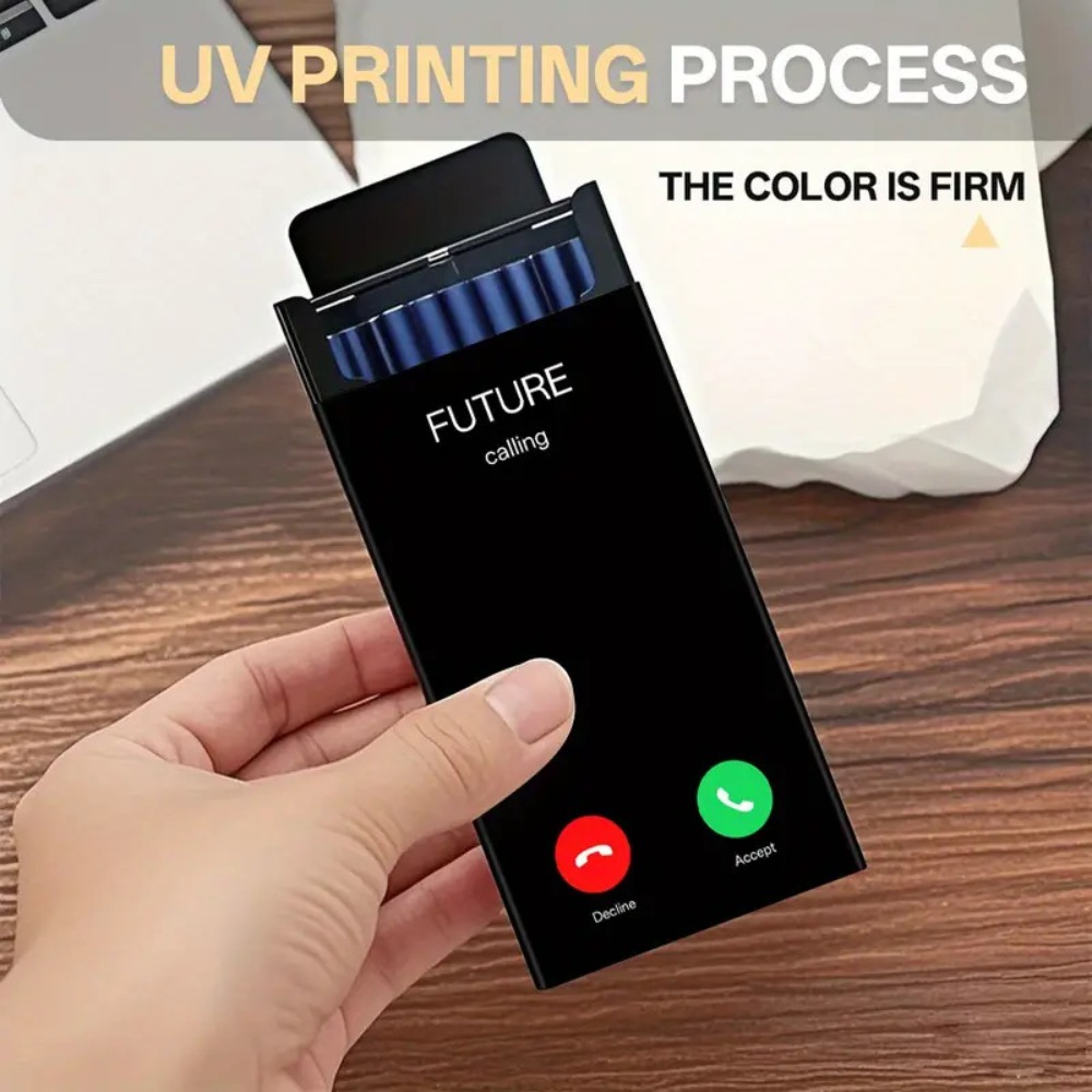Phone Cases - Тонкий металлический портсигар с откидной крышкой,