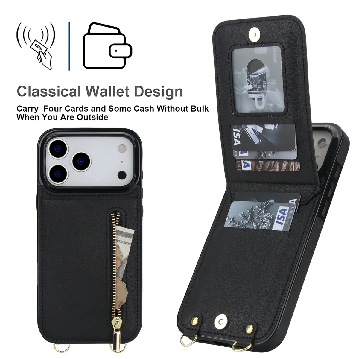Кожаный чехол-кошелек с молние – обзор и цена Leather Wallet Card Holder Phone Cover